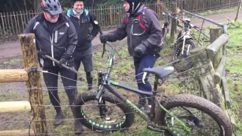 Here’s Three British Men Trying To Remove A Bicycle Stuck In An Electric Fence And Now I’m Dying With Laughter