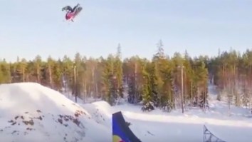 Bro Lands The World’s First Double Backflip On A Snowmobile, The Holy Grail Of Snowmobiling Tricks