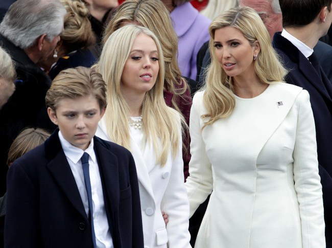 WASHINGTON, DC - JANUARY 20: President Elect Donald Trump's children Barron Trump (L), Tiffany Trump and Ivanka Trump arrive on the West Front of the U.S. Capitol on January 20, 2017 in Washington, DC. In today's inauguration ceremony Donald J. Trump becomes the 45th president of the United States. (Photo by Alex Wong/Getty Images)