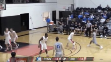 Basketball Player Accidentally Passes The Ball To His Coach, Coach Casually Drains A 3-Pointer From The Bench