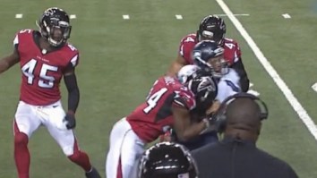 Russell Wilson Tries To Run For A First Down And Gets Absolutely Drilled By Falcons CB Brian Poole
