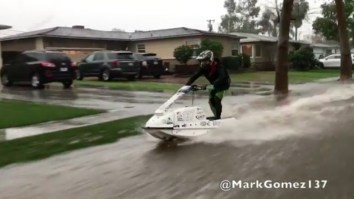 Cali Bro Shreds Some Gnar On A Jetski In Flooded-Out Streets