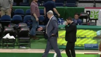 Siena Coach Gives Post-Game Handshakes To The Air After Opposing Team Storms Off The Court Following Brawl