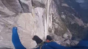 Crazy Ass MoFo Walks 2,500ft In The Air Across A Slackline On Yosemite’s Upper Falls (POV Video)