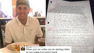 Dude Evaluated His Ex-Girlfriend’s Groveling Apology Letter Online Then Gave It Back to Her With A Bad Grade