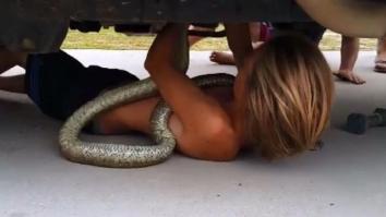 14-Year-Old Wrestles A Massive Python Out Of A Truck Before Heading Off To School