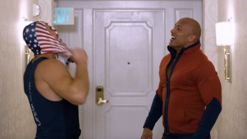 Gronk Loses It After Accidentally Putting Zac Efron’s Ball Sweat Underwear On His Face While The Rock Laughs