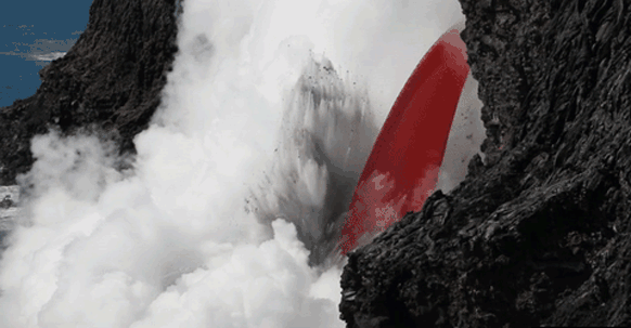 Watch Kilauea’s Lava Gush Into the Sea Like a Waterfall