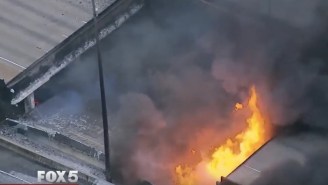 A HUGE Fire Burned Off A Section Of The Highway In Atlanta And Caused A Collapse