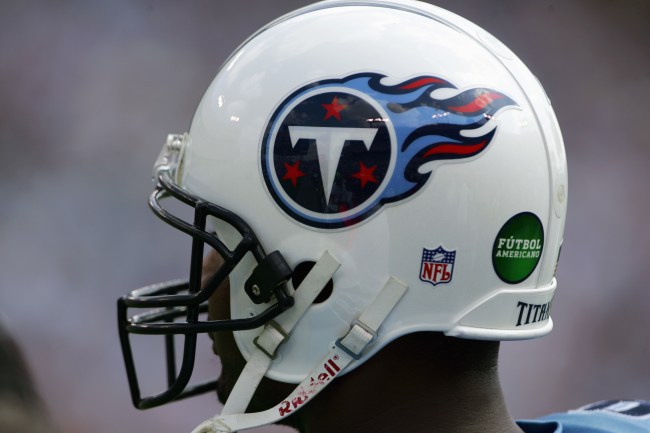 NASHVILLE, TN - OCTOBER 2:  A Tennessee Titans helmet displays the Futbol Americano logo during the game against the Indianapolis Colts at The Coliseum on October 2, 2005 in Nashville, Tennessee. The Colts defeated the Titans 31-10.  (Photo by Doug Pensinger/Getty Images)