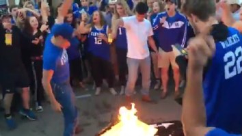 Kentucky Fans Burn Things, Chant ‘F*** UNC’ And Get Arrested After Heartbreaking Loss At Elite 8