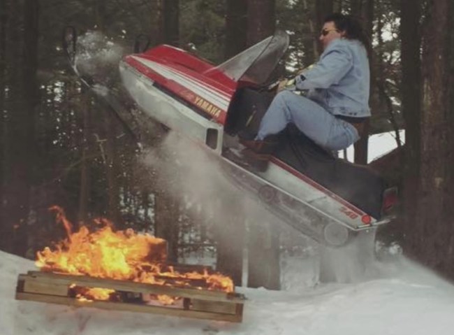 Larry Enticer Snowmobile Jumping Denim Suit