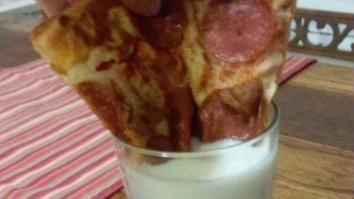 You Can’t Unsee This Vomitous Atrocity: Somebody Dunked Their Pizza In MILK!!!