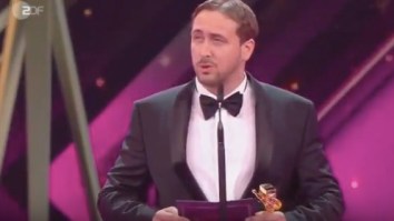Gotta Respect This Ryan Gosling Doppelganger Who Breached Security At A German Awards Show And Accepted An Award