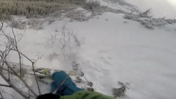 Skier Slides Off Trail And Is INCHES From Getting Destroyed By An Avalanche