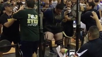 Watch The Strongest High School Football Player In The Nation Squat A Bar-Bending 1,050 Pounds