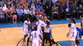 Steph Curry Gets Into Shoving Match With Several Thunder Players Including Russell Westbrook