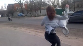 Girl Twerking On Side Of The Road Causes Head-On Collision Between Car And Motorcyclist
