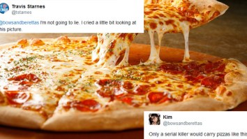 The Internet Cannot Believe How This Guy Carries His Pizza Because It’s Completely Psycho