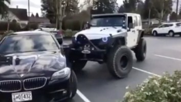 Dude In BMW Gets A Heavy Dose Of Street Justice After Parking Like A Complete Asshole