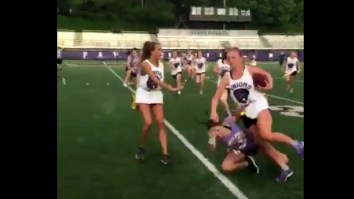 This High School Girl’s Flag Football Truck Stick Is Impressive AF