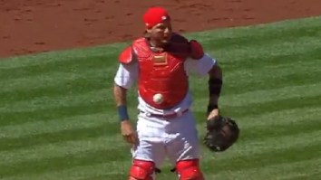 Ball Gets Mysteriously Stuck On Yadier Molina’s Chest Protector During Cardinals-Cubs Game