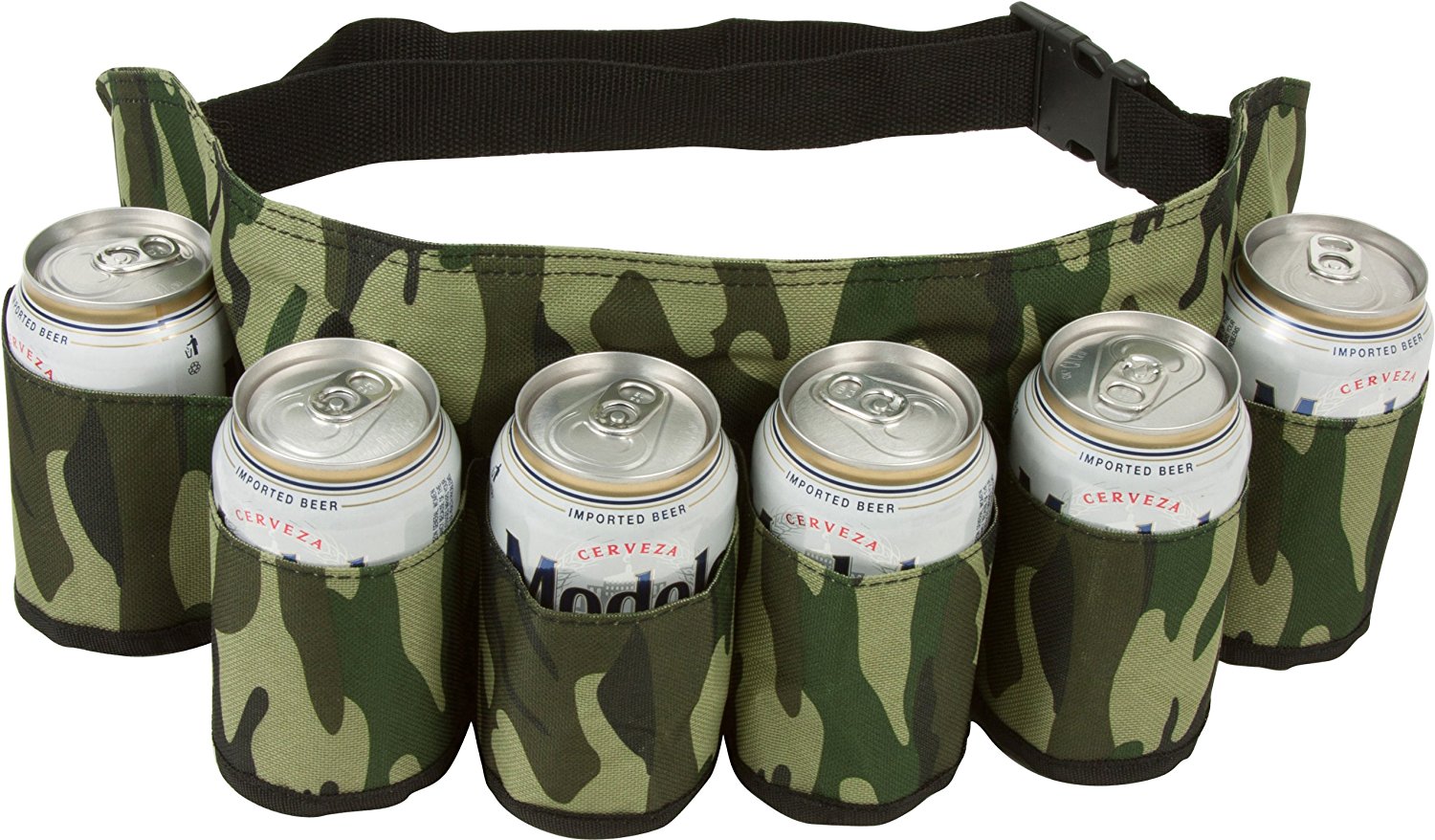 thumbnail image 2 of Cap Gun 6-Can Beer Belt Holster - Adjustable Waist Pack For Hands-Free Drink Carrying Can Covers For Beer 2 of 11