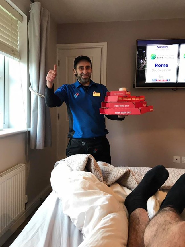 Hangover Domino's Pizza Delivery Bedroom