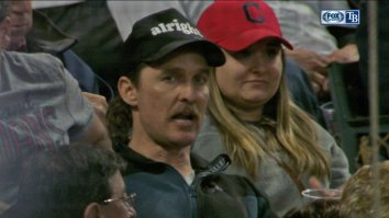 Matthew McConaughey Signs Autographs At Indians Game, Wears ‘Alright’ Hat