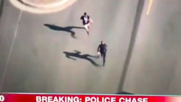 The Internet Is Loving This Police Chase Where The Suspect Crosses A Cop In Pursuit