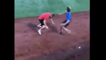 Fan Jumps Onto Field At College World Series And Gets Absolutely Steamrolled By Security Guard