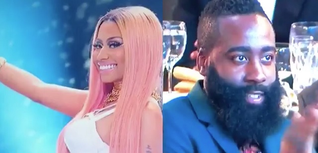 The Internet Reacts To James Harden's Thirsty Stare At Nicki Minaj