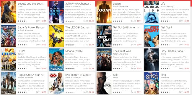 New Movies Discounted Google Play