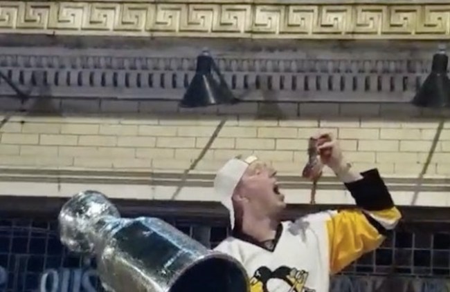Pittsburgh Penguins Fan Eats Catfish