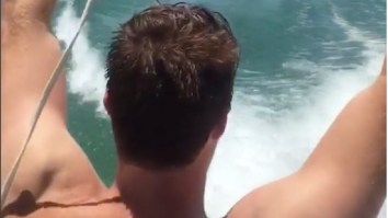 USC QB Sam Darnold Shows Off His Arm By Throwing A Strike To A Wakeboarding Receiver From Back Of Boat