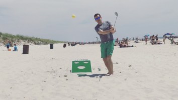 GOLF + CORNHOLE = The Best Summer Day Drinking Game Of All Time (…Now With A Free Koozie!!!)