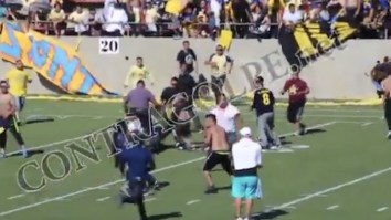Crazy Soccer Fans Storm The Field And Chaos Erupts Into All Out Brawl During Halftime