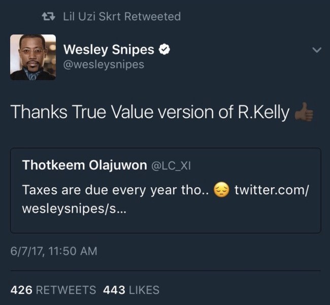 Wesley Snipes Twitter Burn R.Kelly