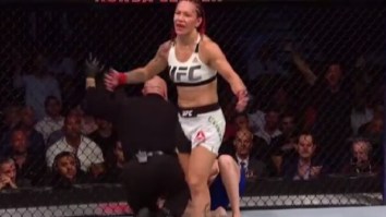 Watch Cris Cyborg KO Tonya Evinger With A Nasty Knee To The Face To Become New UFC Champion