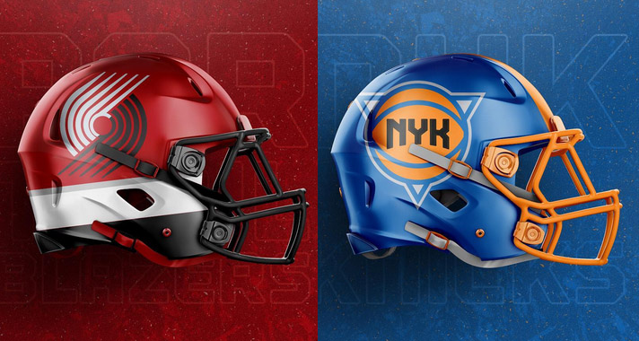 Photos: Graphic designer reimagines NBA logos as football helmets -  Footballscoop