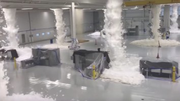 Watch This Army Reserve Helicopter Hanger Fill Up Crazy Fast With Fire Suppression Foam And Be Amazed