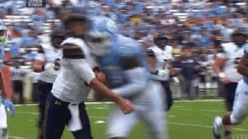 North Carolina’s Jalen Dalton Ejected After Delivering Vicious Helmet-To-Helmet Hit On Cal QB Ross Bowers