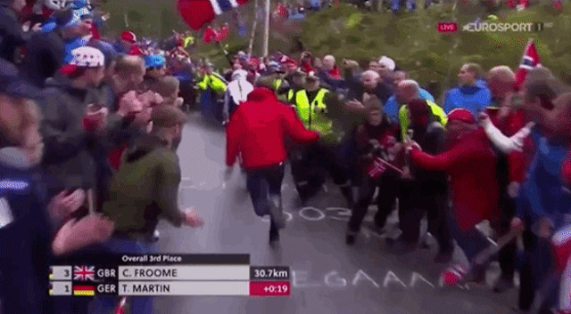 cycling fan tackled security bergen time trials