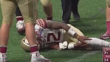 FSU Star QB Deondre Francois Carried Off The Field After Suffering Nasty Looking Knee Injury