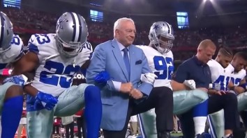Watch Jerry Jones Chase Down A Cameraman To Make Sure He Was Filmed Kneeling Next To His Players