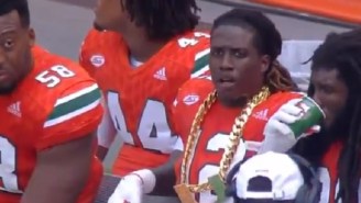 Miami Is Rewarding Their Players By Letting Them Wear Ridiculously Large Gold Chains On The Sidelines After Big Plays