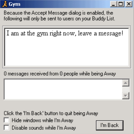 best old aim away messages