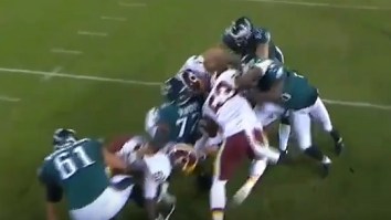 Carson Wentz Somehow Avoided A Sack Despite Being Under A Pile Of Players At The Line Of Scrimmage