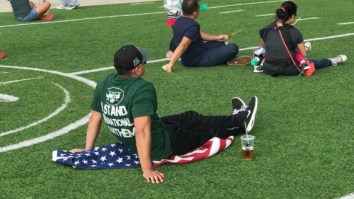 This Idiot Jets Fan Wearing ‘Stand For The National Anthem’ Tee Evidently Hates America