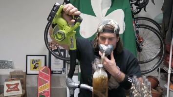 Watch L.A. Beast Drink A 6-Pack Of Beer In Under 40 Seconds Using A Leaf Blower